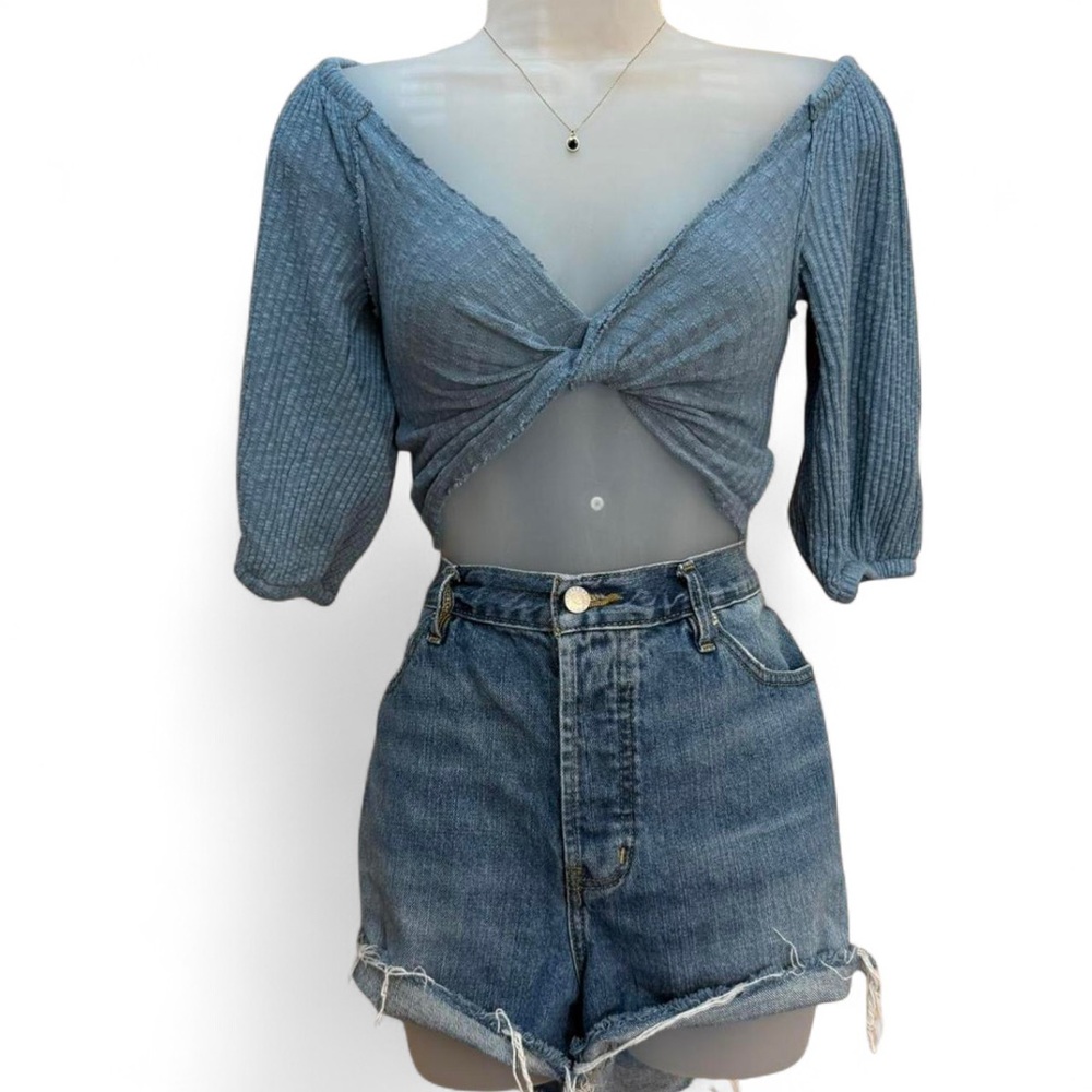 Urban Outfitters Blue Twist Front Blouse